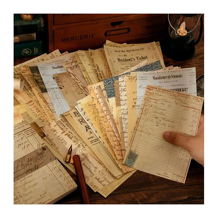 Vintage Paper Set- Antique sheets 10 x 14 cm