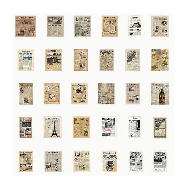 Vintage Paper Set- Newspaper Article Mini Sheets