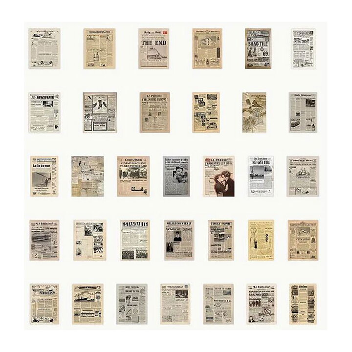 Vintage Paper Set- Newspaper Article Mini Sheets