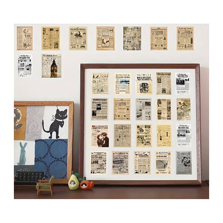Vintage Paper Set- Newspaper Article Mini Sheets
