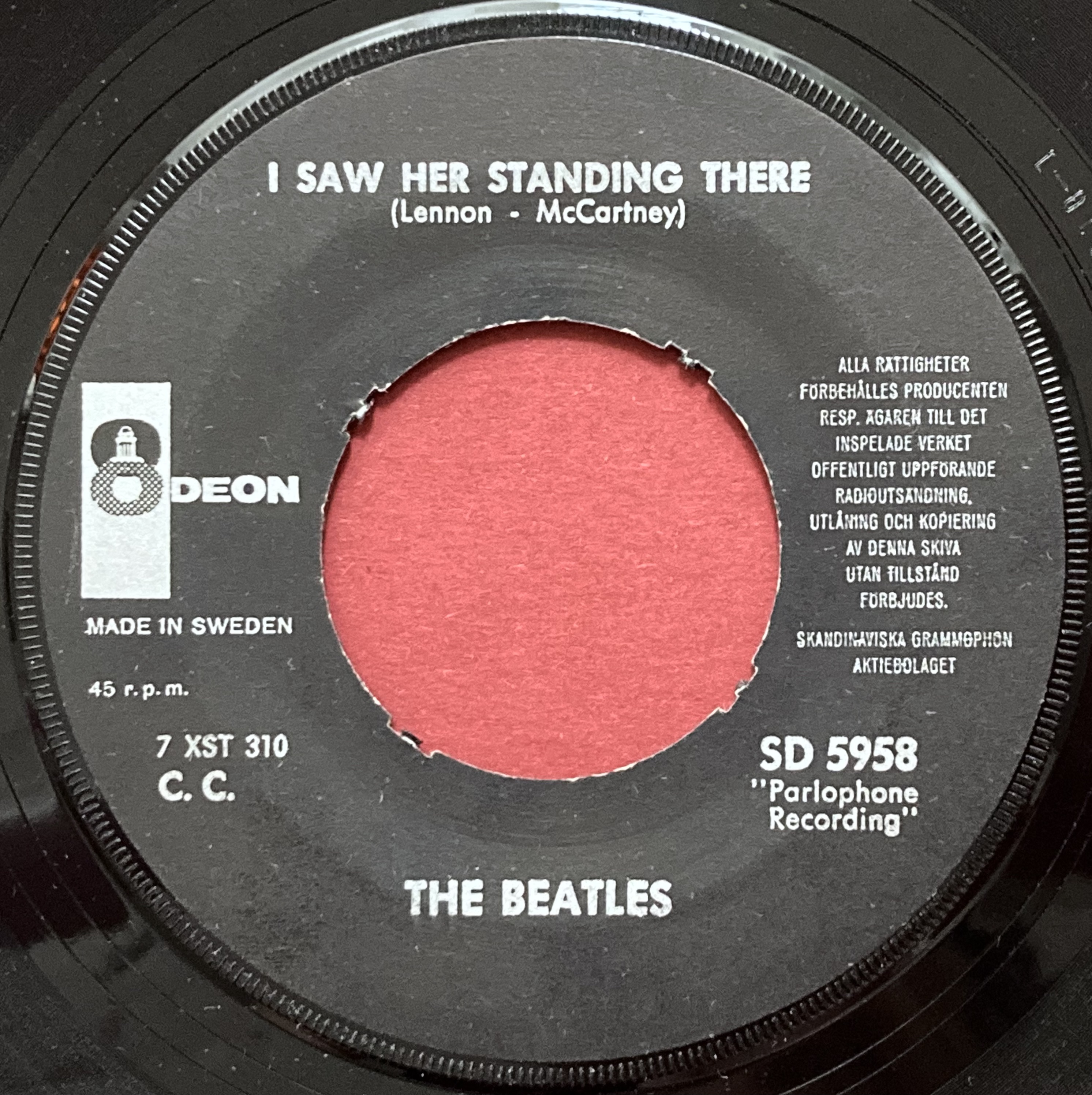 BEATLES - All my loving 7" PURPLE Swe PS 1964 - 4