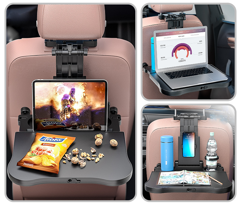 Universal folding car table for the back seat Hold mobile drinks computer - 4