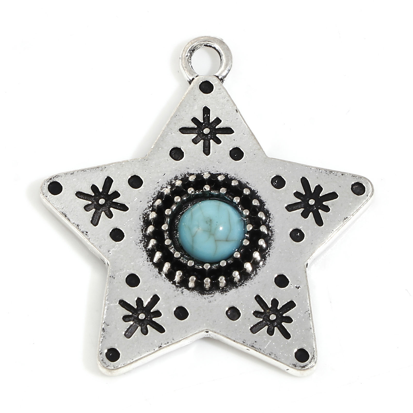 Charm -  Boho Star silver blue