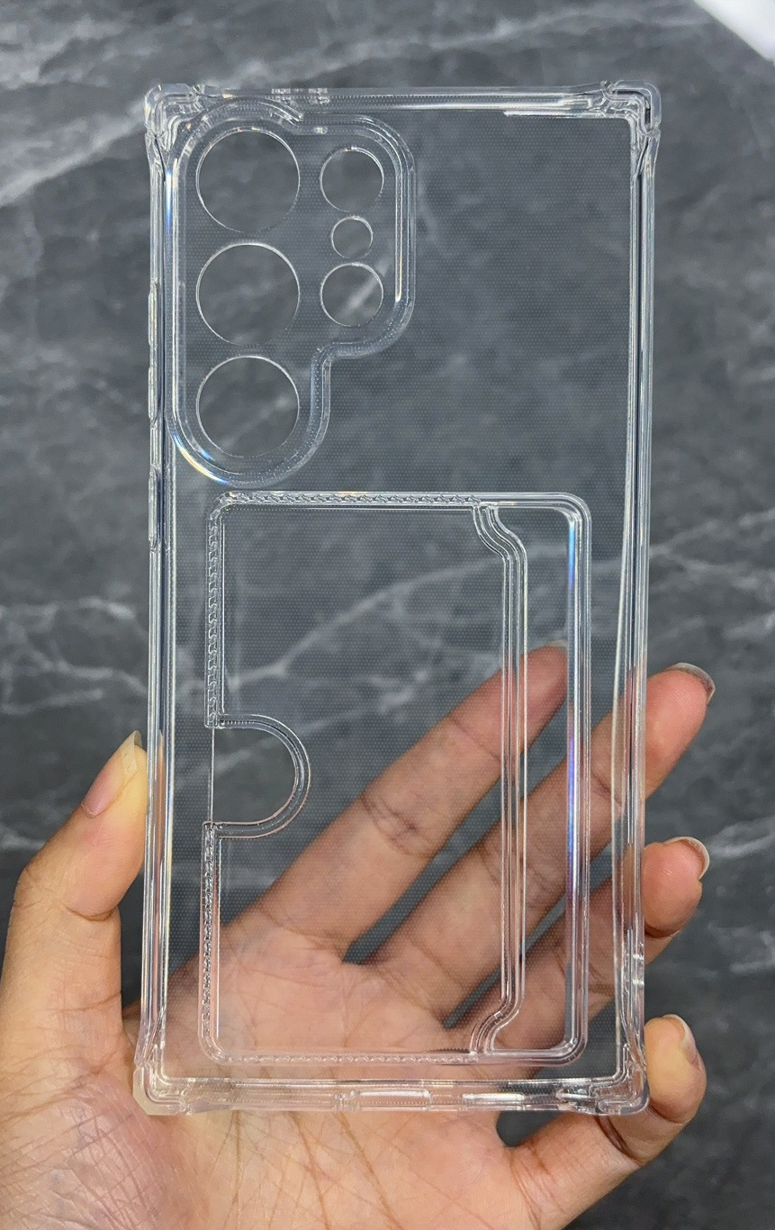 Samsung Galaxy S23 Ultra Transparent Skal med Sid-Korthållare - Hållbart och Lätt