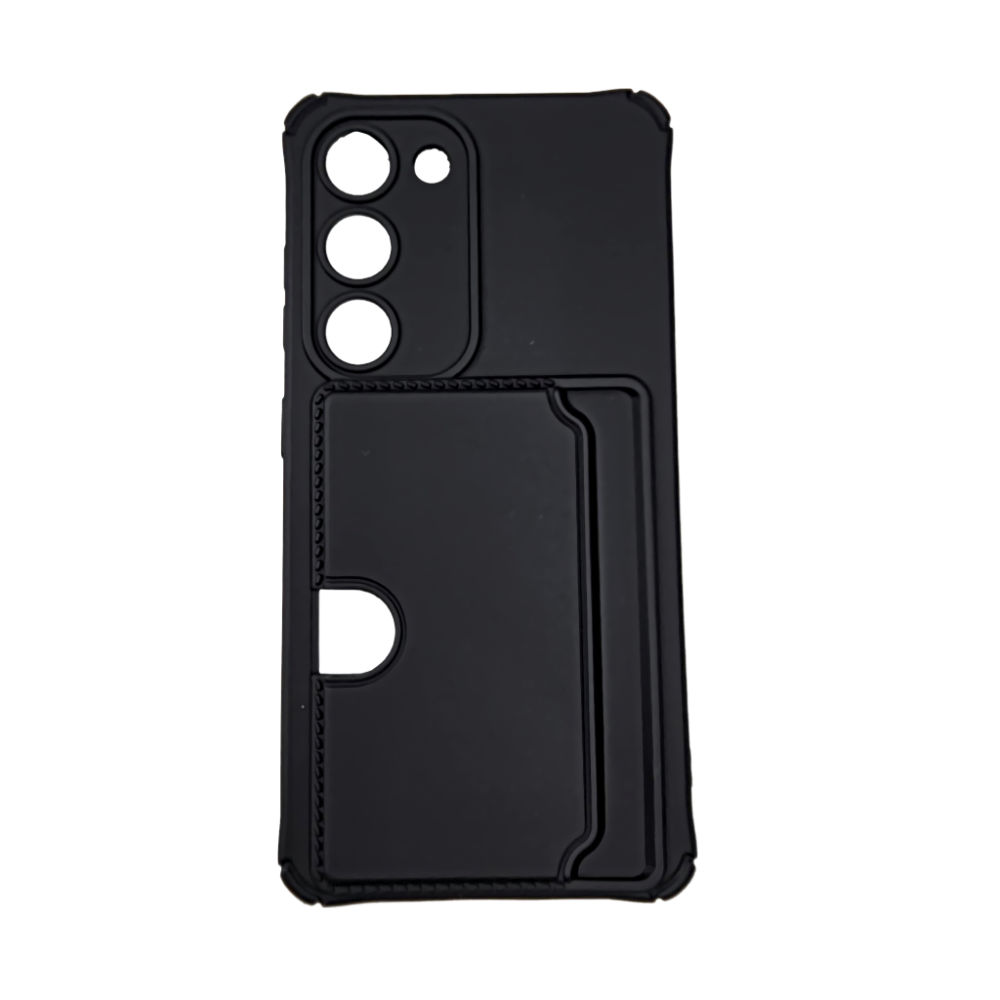 Samsung Galaxy S23 Cover - Microfiber Silicone Card Holder in Black
