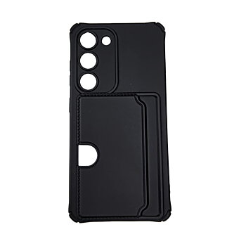 Samsung Galaxy S23 Cover - Microfiber Silicone Card Holder in Black