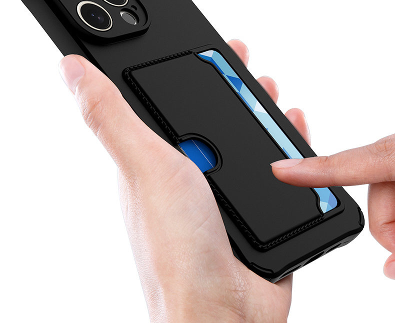 Samsung Galaxy S23 Cover - Microfiber Silicone Card Holder in Black - 3
