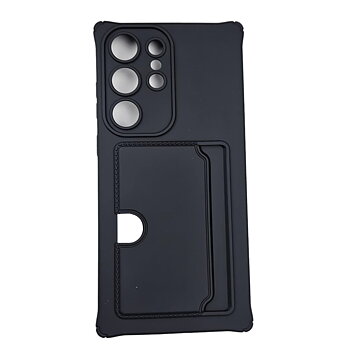 Samsung Galaxy S23 Ultra Cover - Microfiber Silicone Card Holder in Black