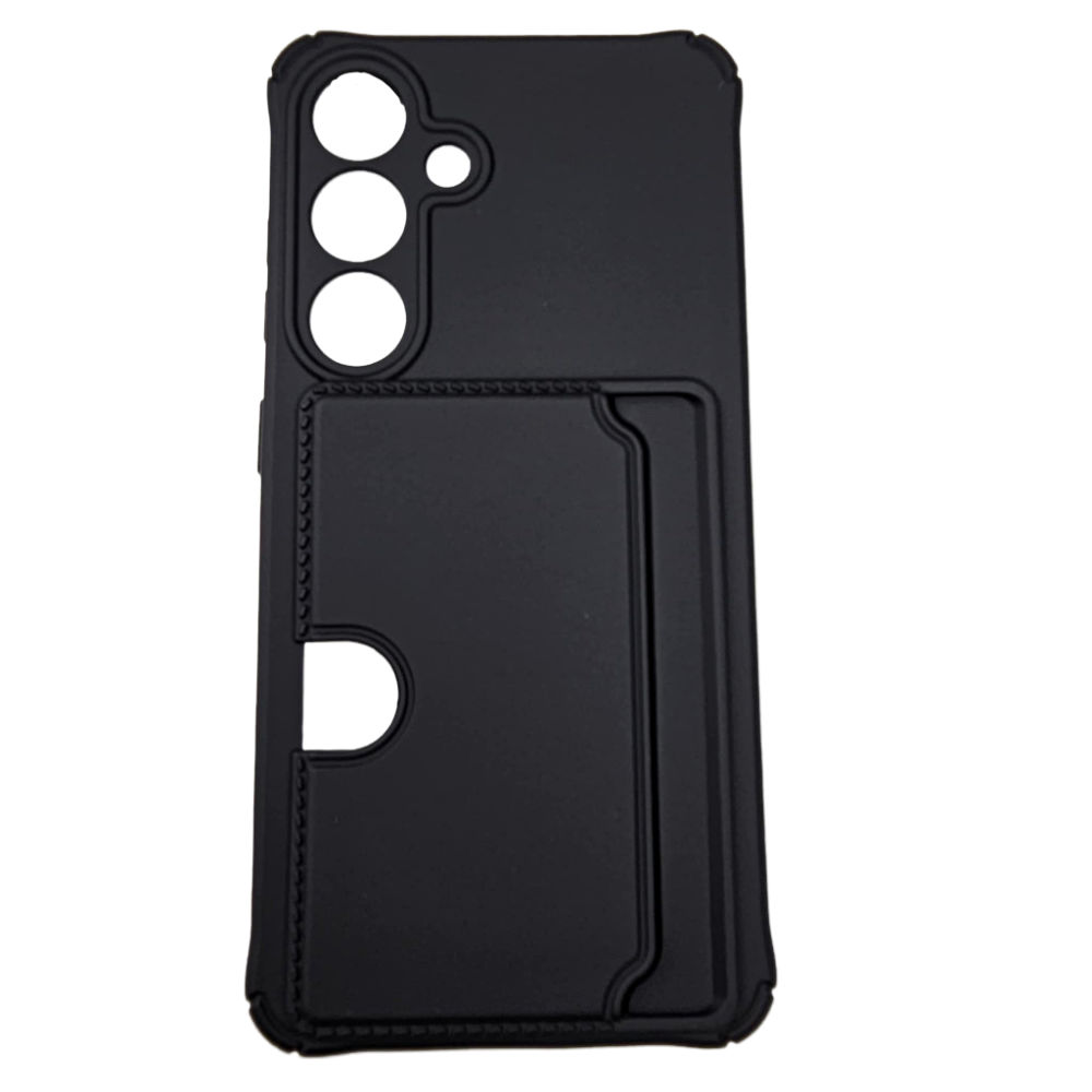Samsung Galaxy S24 Plus Cover - Microfiber Silicone Card Holder in Black