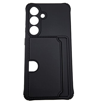 Samsung Galaxy S24 Plus Cover - Microfiber Silicone Card Holder in Black