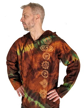 Långärmad Hoodie Anorak med Chakra Symboler