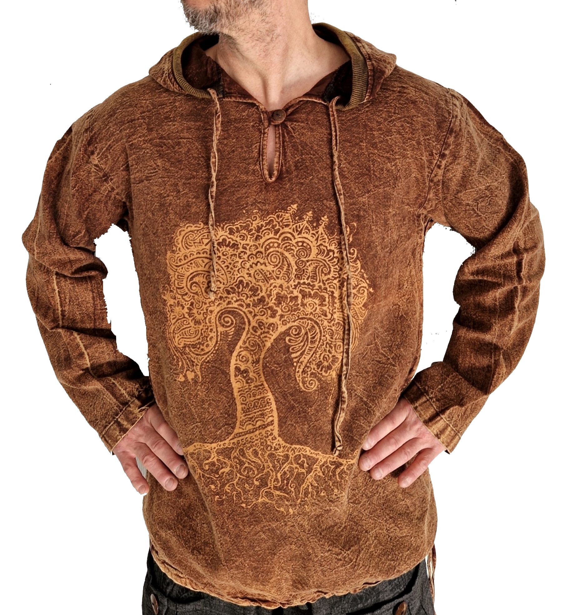 Långärmad Hoodie Anorak med Livets Träd