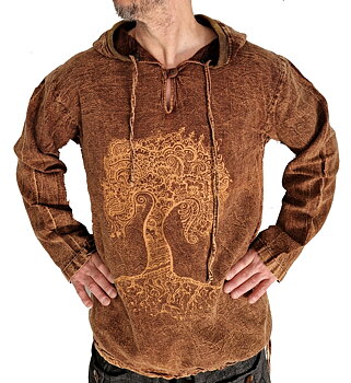 Långärmad Hoodie Anorak med Livets Träd