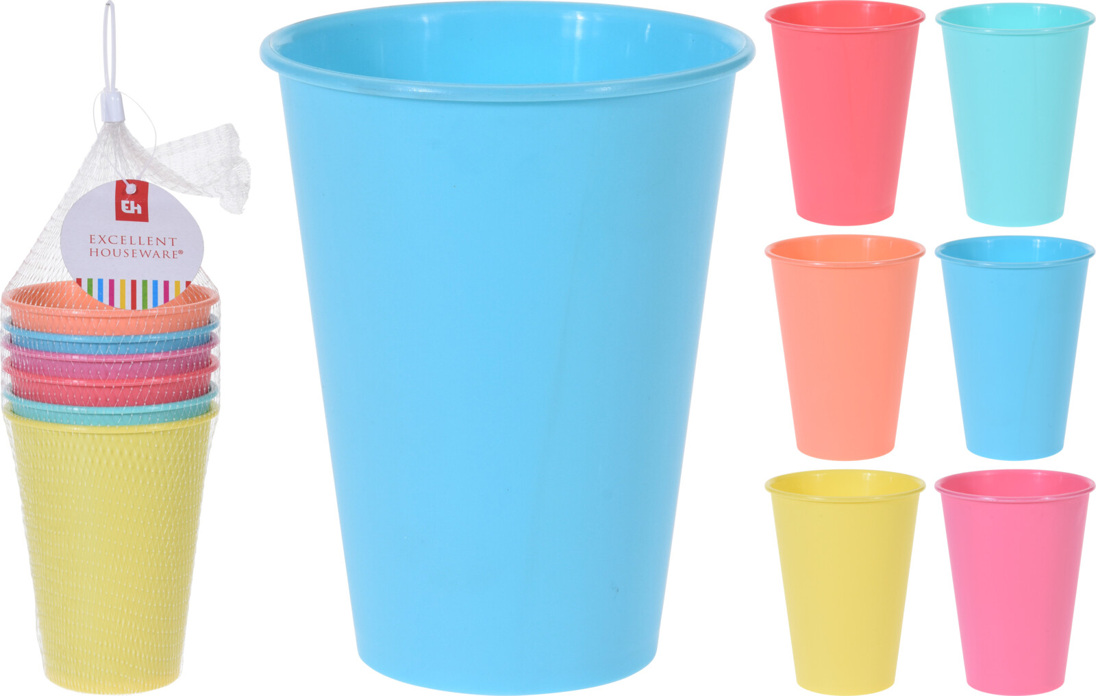 Mugg färgglad plast 6st