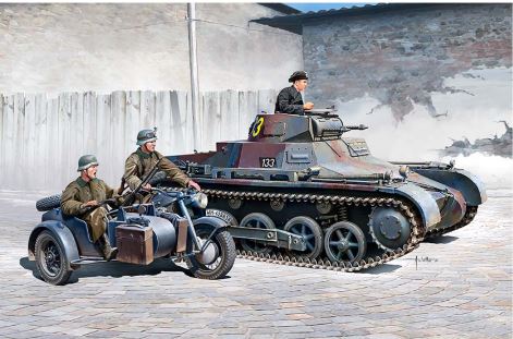 1/35 German Panzer I Ausf.B & Motorcycle