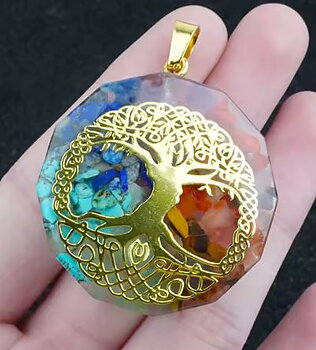 Orgonite Halsband med Livetsträd  och chakra stenar