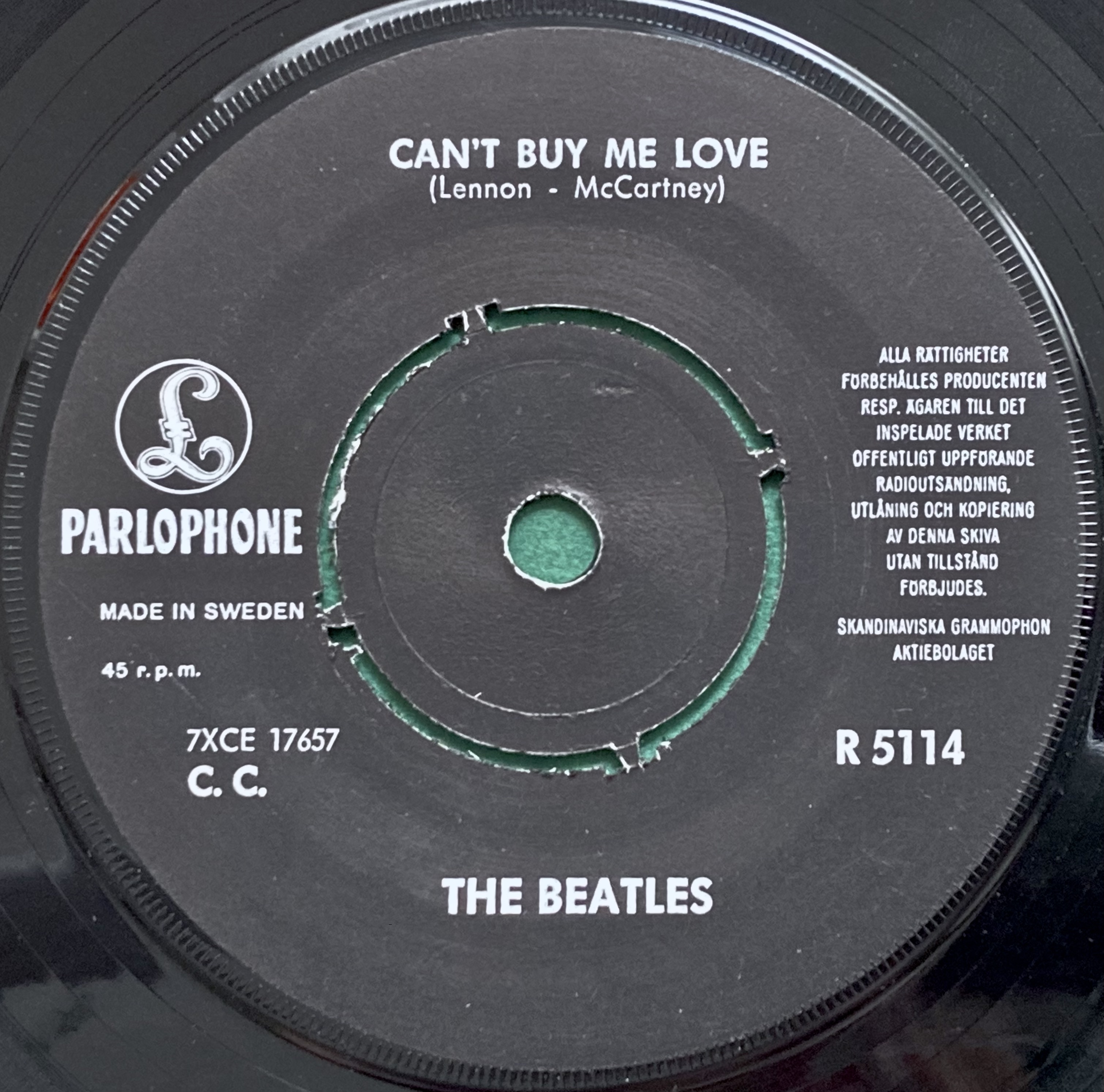 BEATLES - Can´t buy me love 7" Rosa Swe PS 1964 - 3
