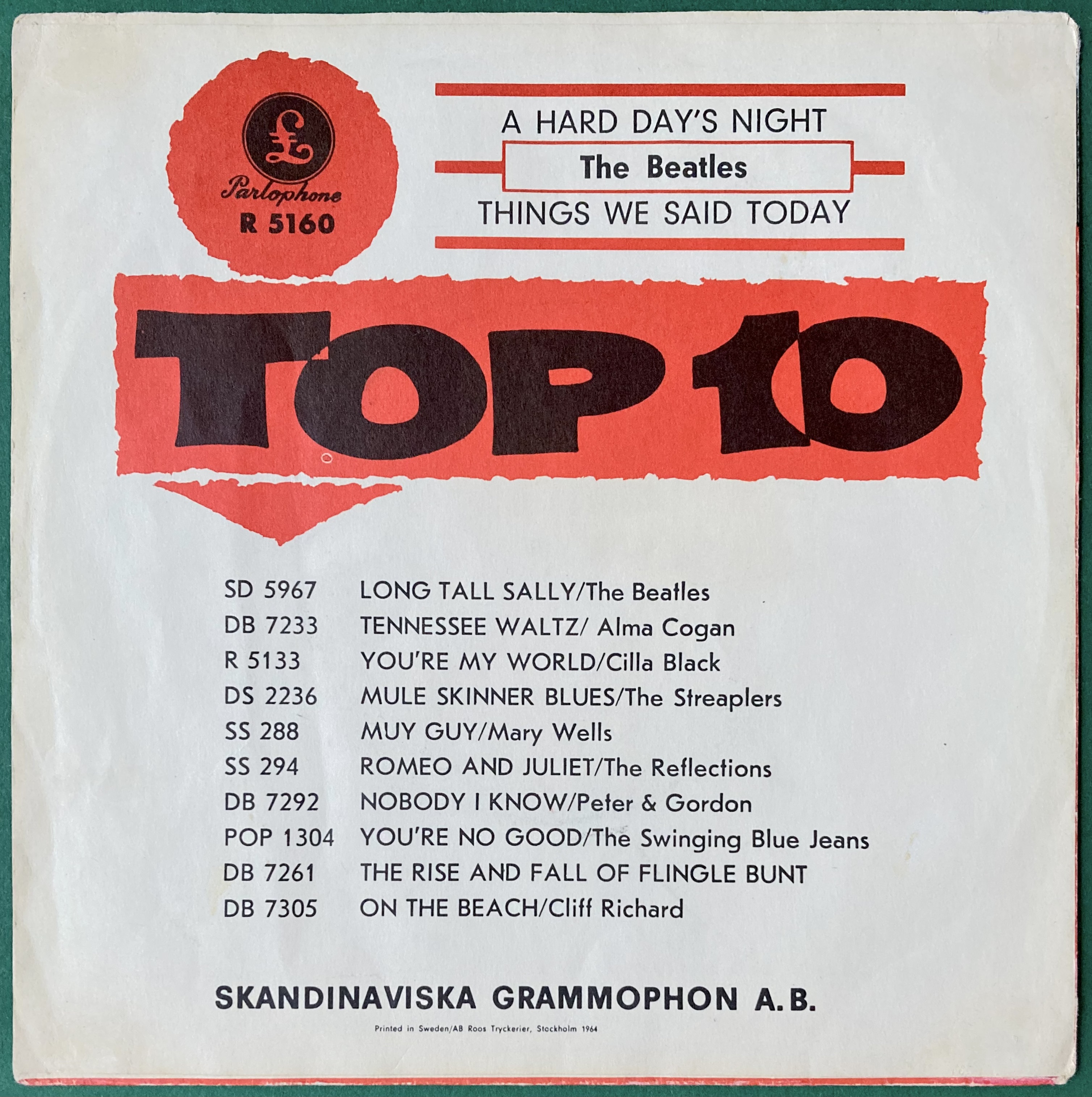 BEATLES - A hard day´s night 7" RED Swe PS 1964 - 2
