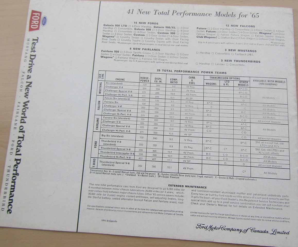 1965 Ford alla USA modeller broschyr Canada - 3