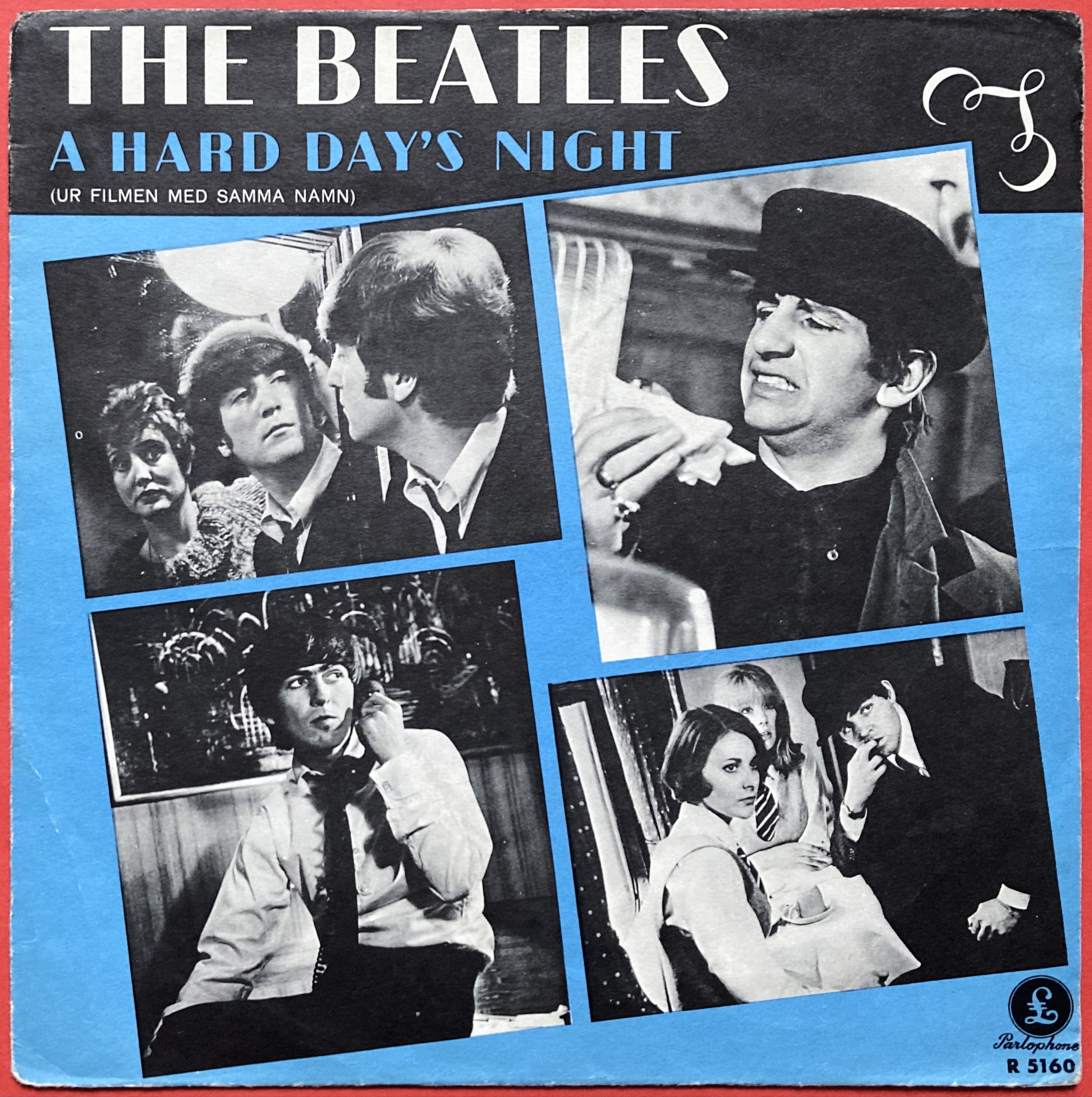 BEATLES - A hard day´s night 7" BLÅ Swe PS 1964