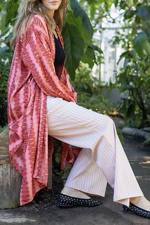 Black Colour-  Luna Long Kimono Glow Berry