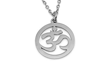 Aum Halsband i Rostfritt Stål, Det Gudomliga och Hela Universum Symbol Hänge, Ohm Smycke