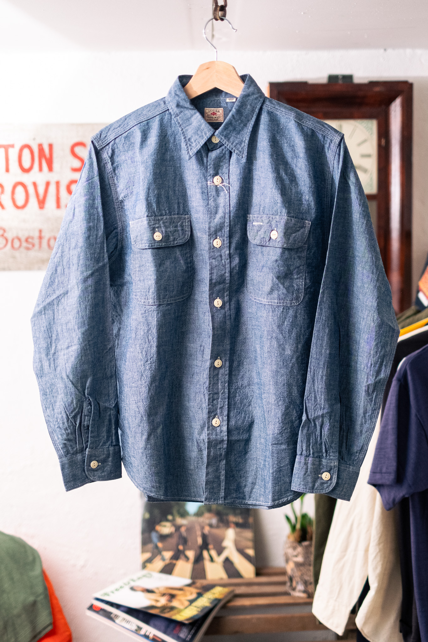 Sugar Cane - SC27850 Chambray Work Shirt Blue