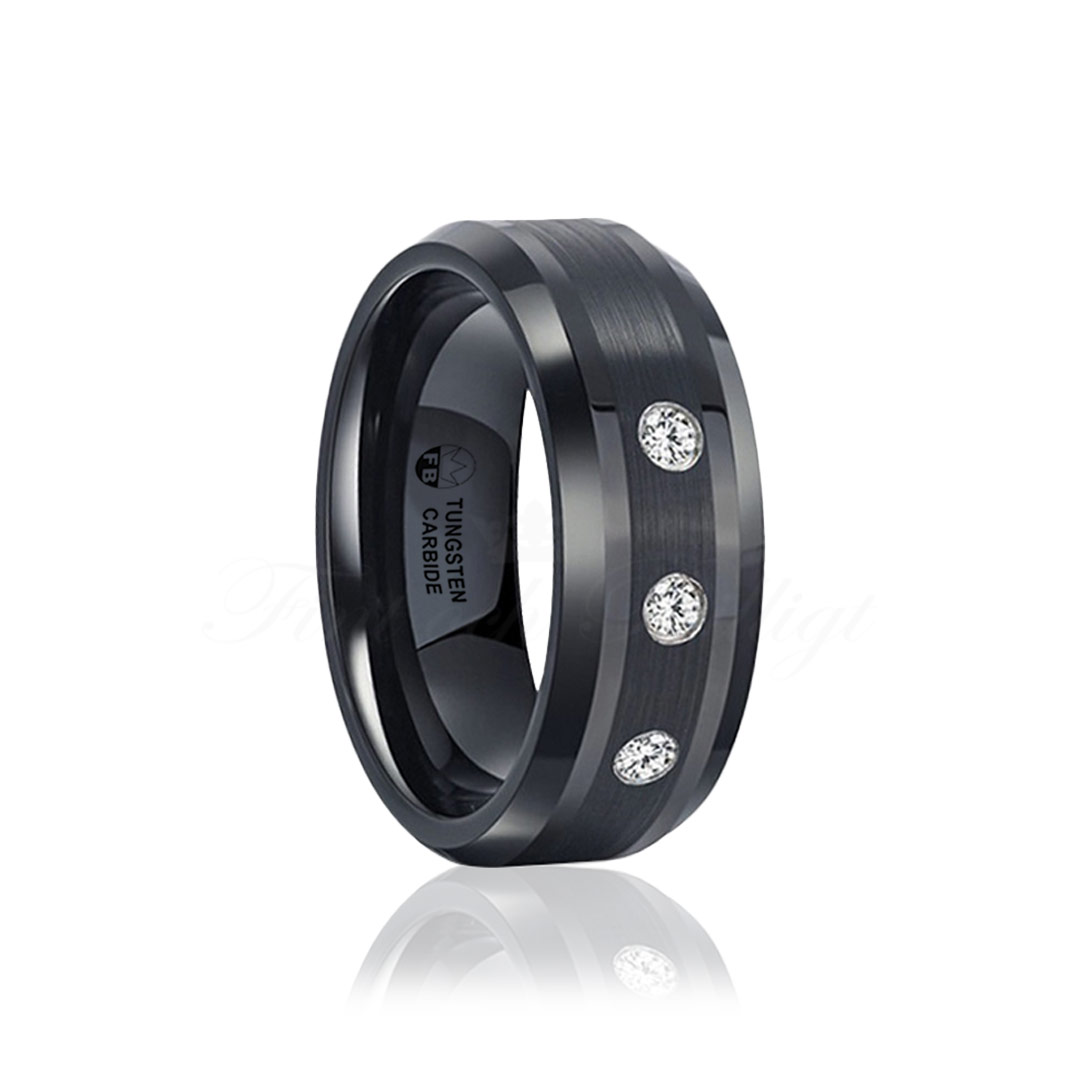 Engagement Rings FB1000 Black - Tungsten Black AAA Zircon Mix - 4