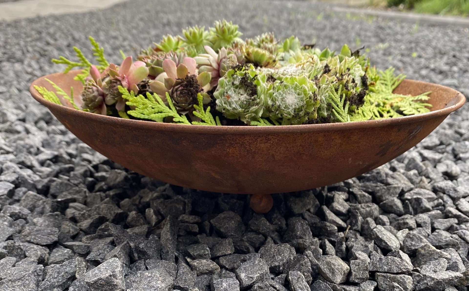 Rostig skål / fat med kulfötter 28 cm - 6