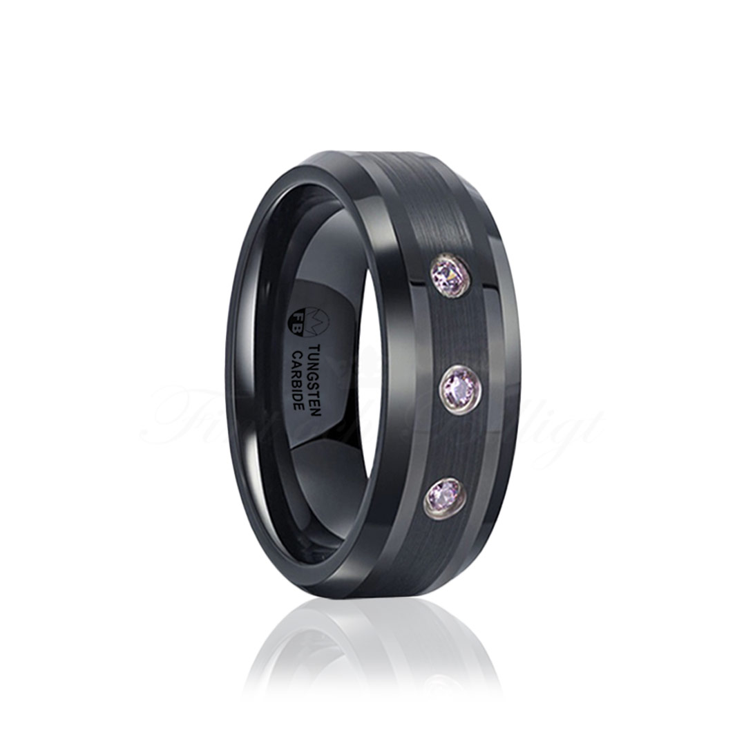 Ring Tungsten Svart Rosa Zircon diamanter FB1000 Black Pink Star 6mm Lyxiga ringar Fint och Billigt Var Design