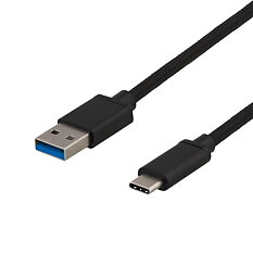 DELTACO USB 3.1 kabel, USB-A - USB-C, 1m, svart