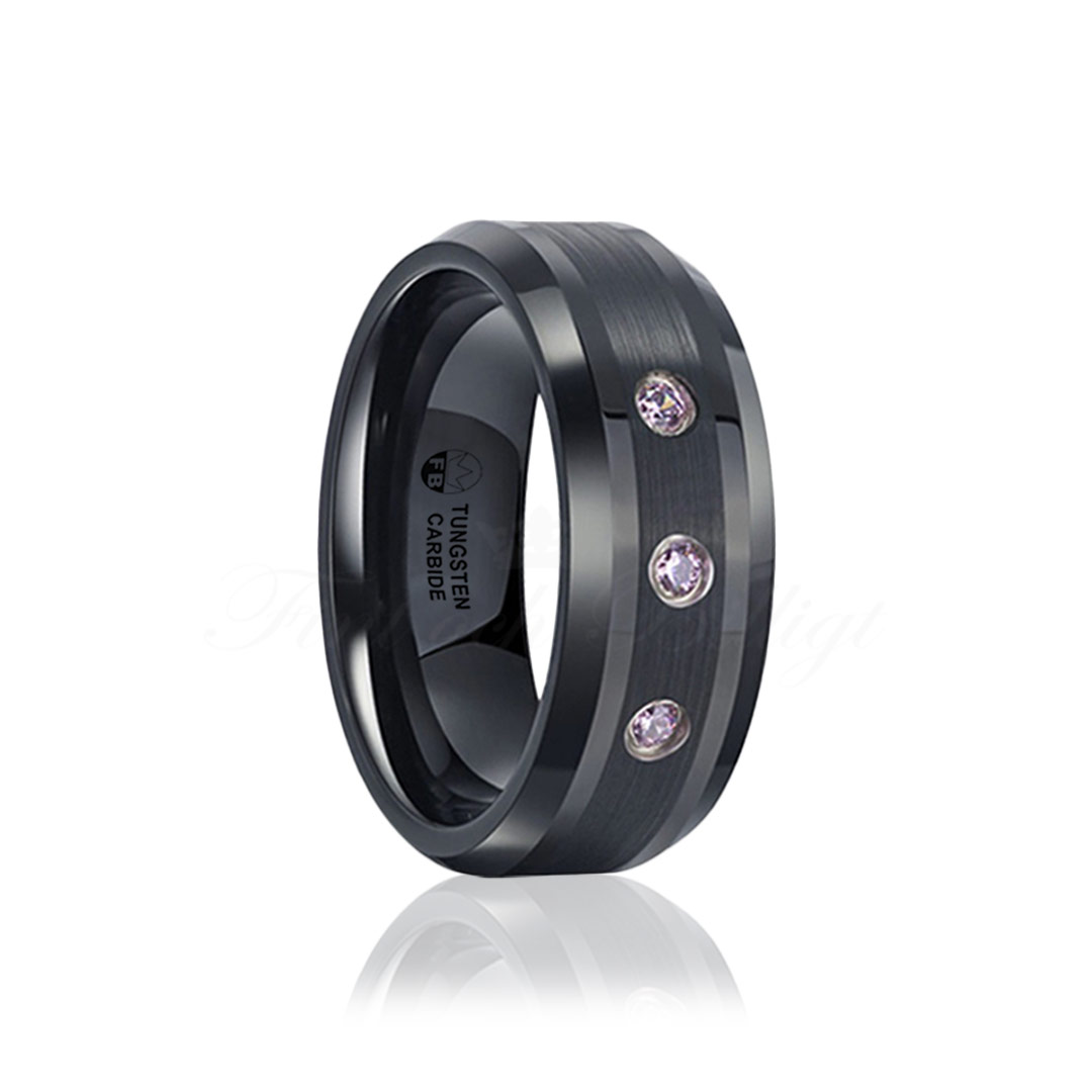 Förlovningsring Tungsten Svart Rosa AAA Zircon diamanter FB1000 Black Pink Star 8mm Lyxiga ringar  Fint och Billigt Var Design