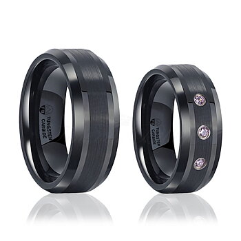 Förlovningsringar Tungsten Svart Rosa AAA Zircon diamanter FB1000 Black Pink Star 8mm Lyxiga ringar Fint och Billigt Var Design