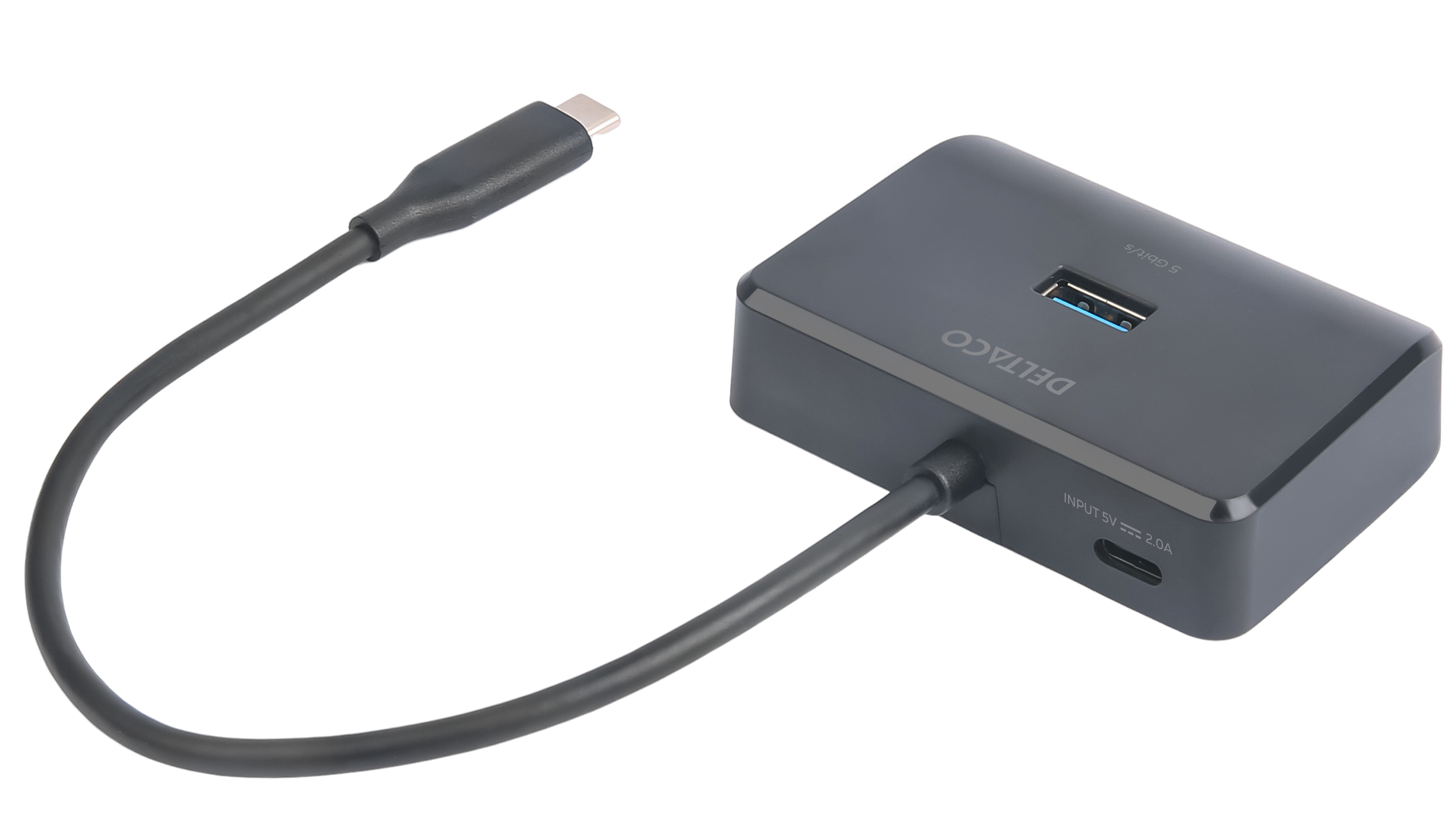 Deltaco USB-C hubb med 4 USB-A portar, 5 Gbit/s, extra strömtillförsel, svart - 4