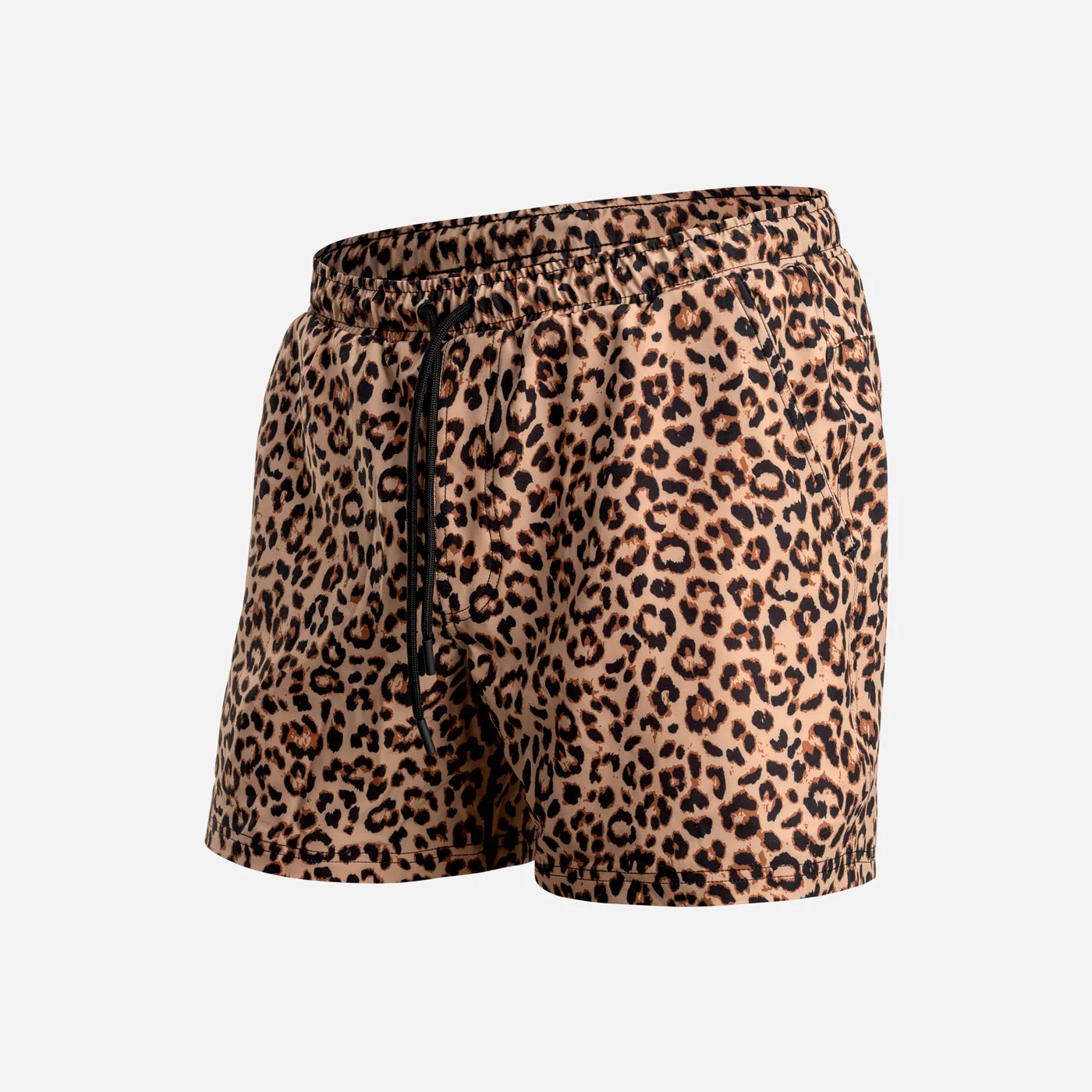 AGUA VOLLEY 2N1 SWIM SHORT - 5" LEOPARD PRINT-TAN