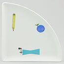 Stig Lindberg (Pynta 1962) Four Quarter Circle Dishes With Colorful Decor 17 cm