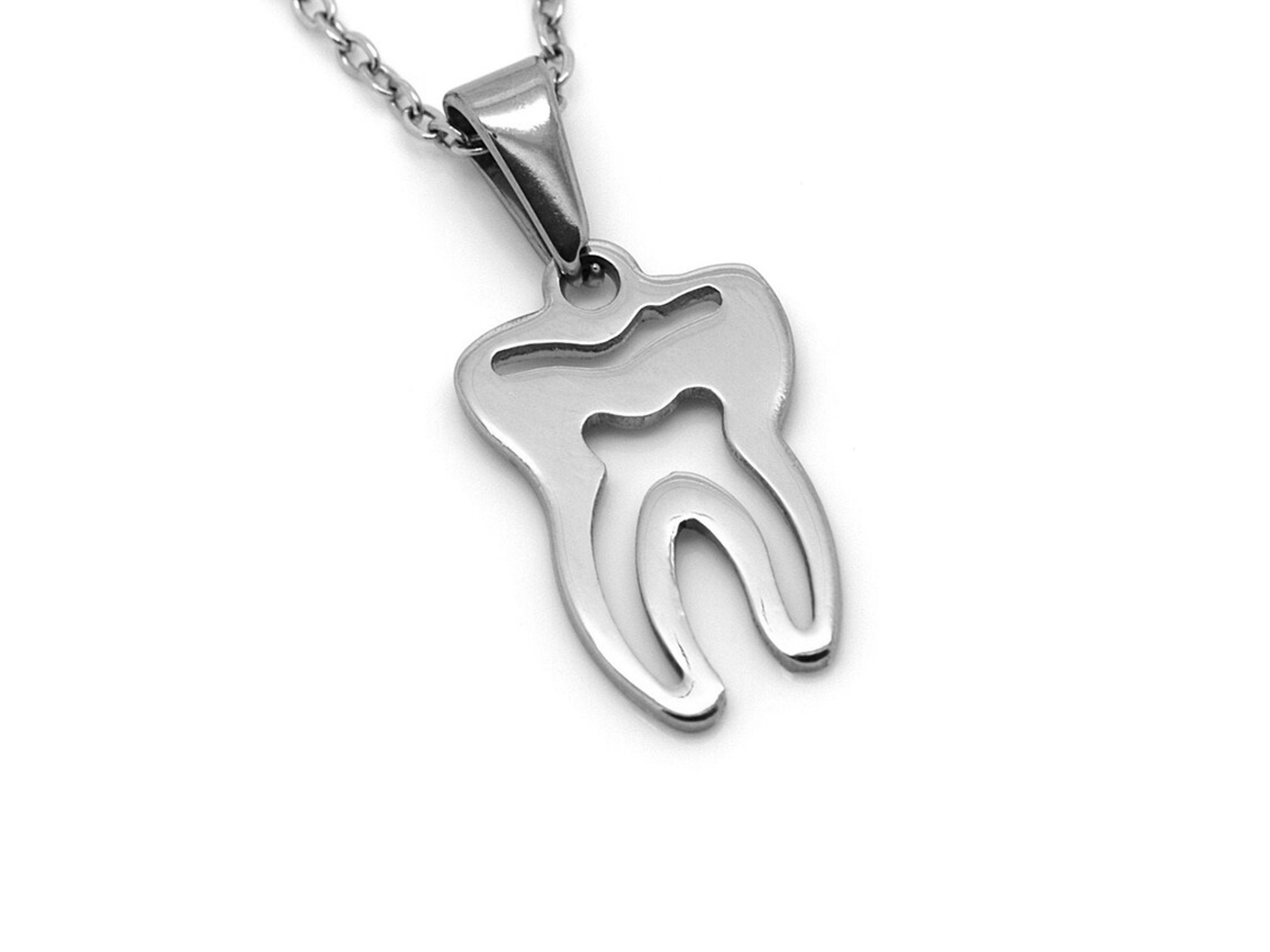 Tand Halsband i Rostfritt Stål, Molartand Hänge, Kindtand Accessoar, Tandläkare Smycke