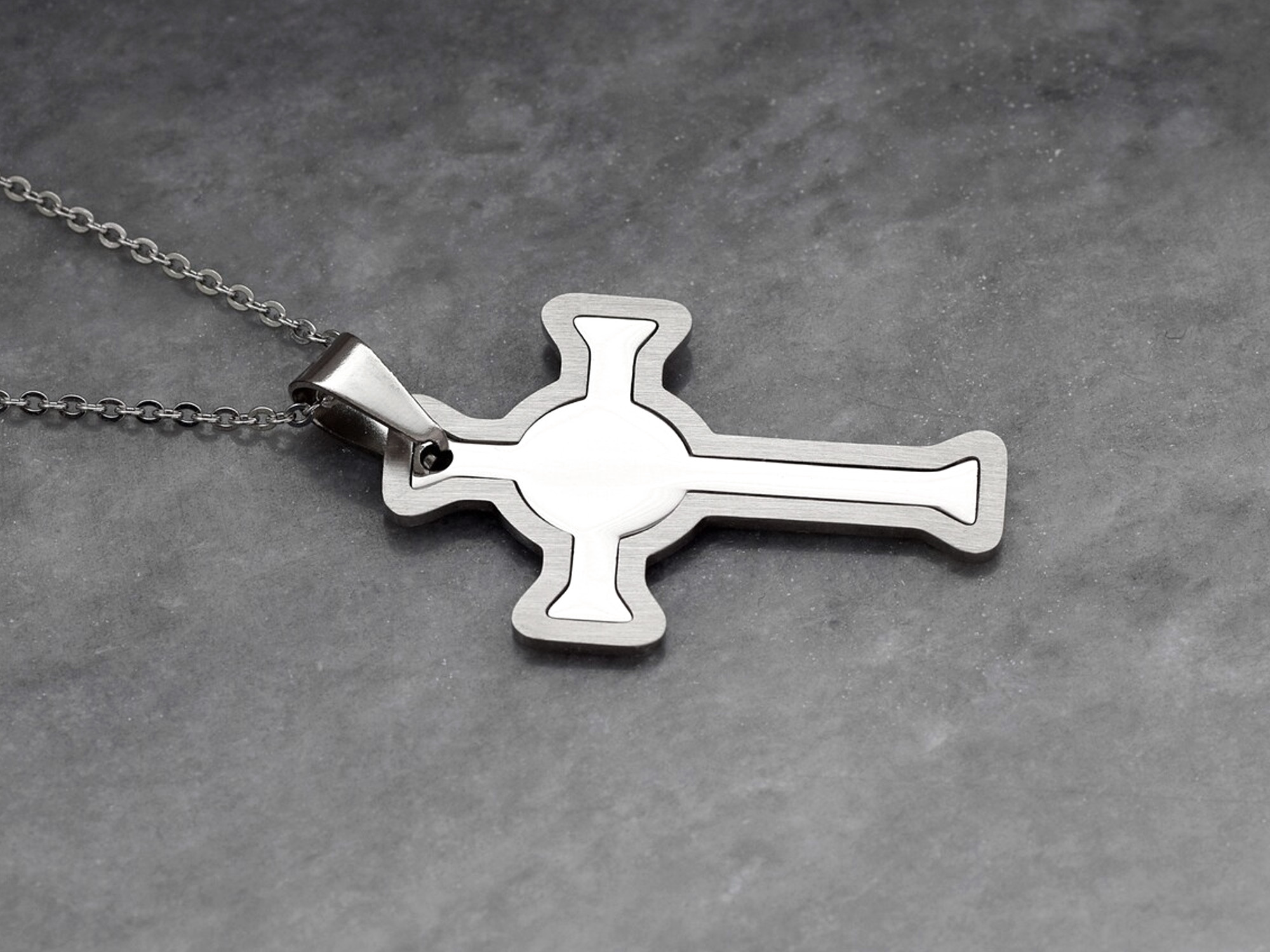 Keltiskt Kors Halsband i Rostfritt Stål, Religion Hänge, Enkelt Korssmycke - 2