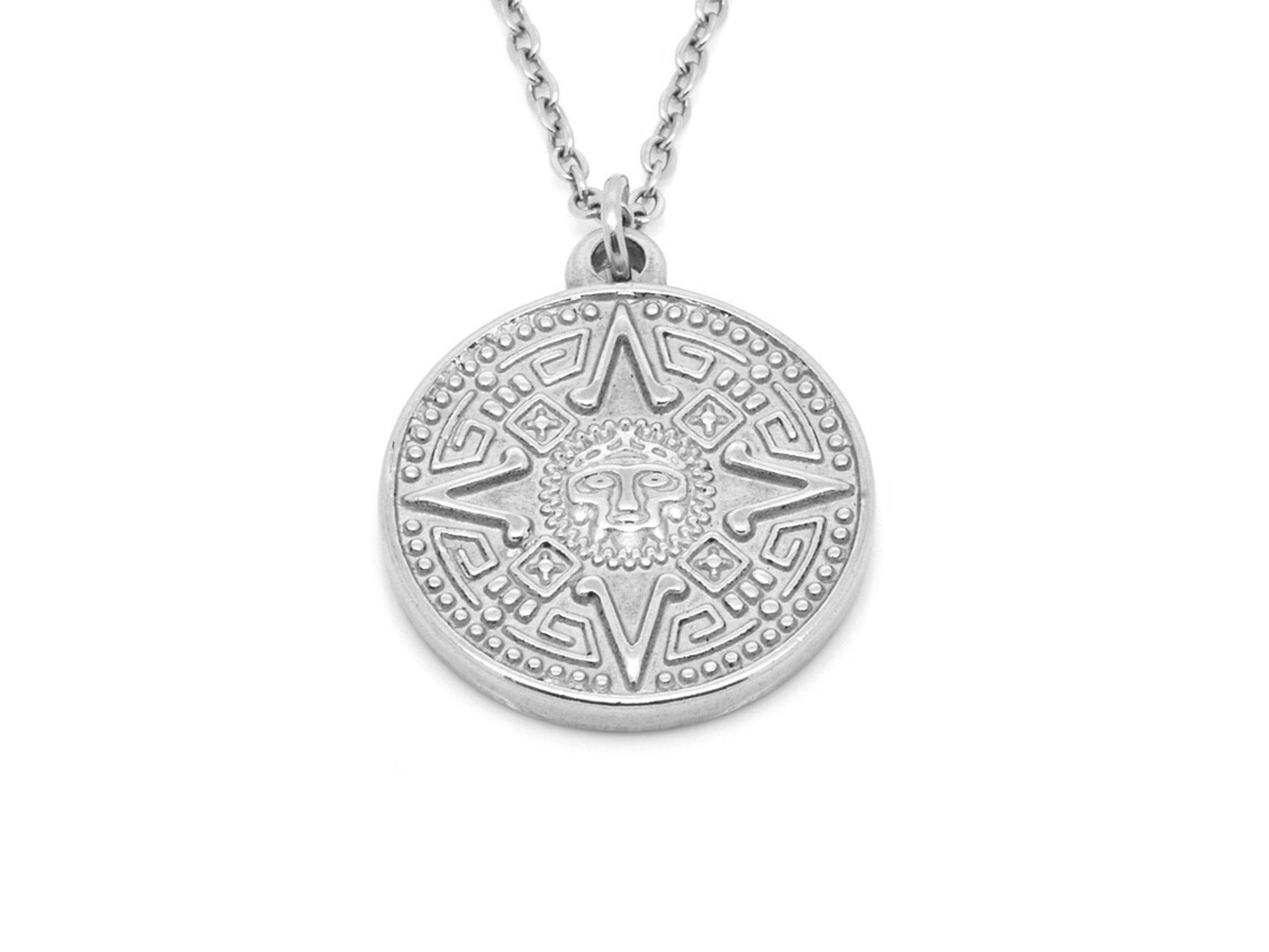 Maya Halsband i Rostfritt Stål, Mayakultur Hänge, Mayasymbol Accessoar, Mayacivilisation Smycke