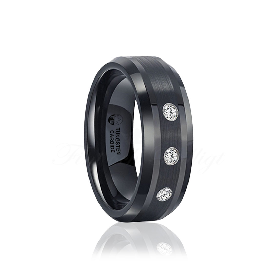 Diamantring FB1000 Diamant Black - Tungsten ægte diamanter - 2