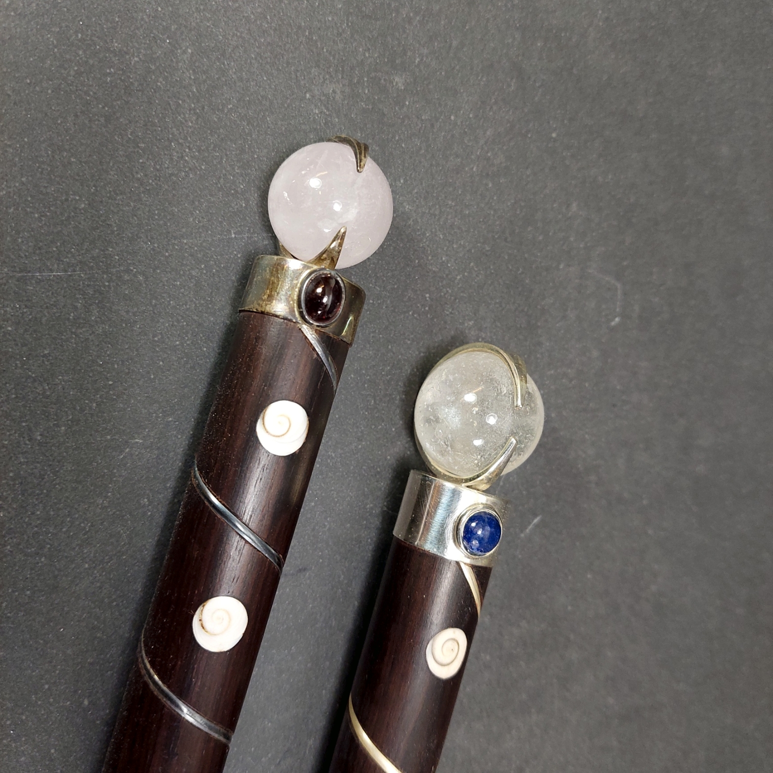 Healing/Magi Stav med Shivas Öga, Bergkristallspets och Rosenkvartkula - 2