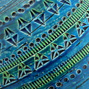 Aldo Londi (Rimini Blu 1957) Turquoise Vase with Incised Decor 30 cm