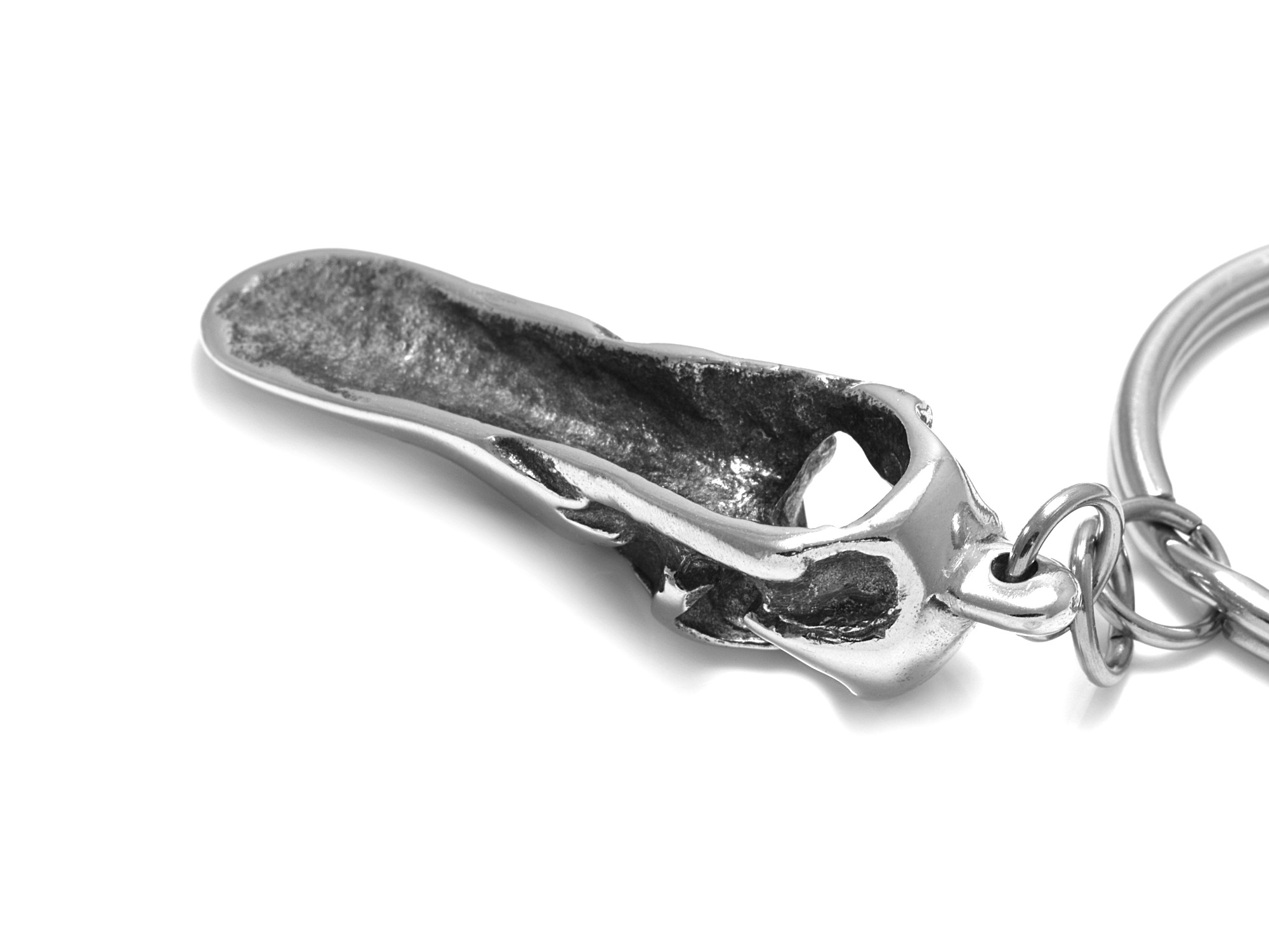 Ankskalle Nyckelring, Anka Accessoar, Fågelskalle Nyckelhållare i Tenn och Stål - 4