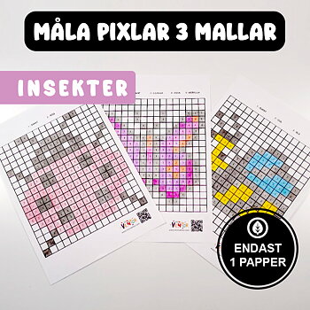 Pyssel - Pixelmålning Insekter 3 motiv