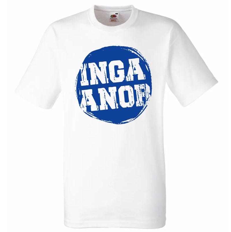 Inga Anor - logga - T-shirt (Vit tröja med blått tryck)