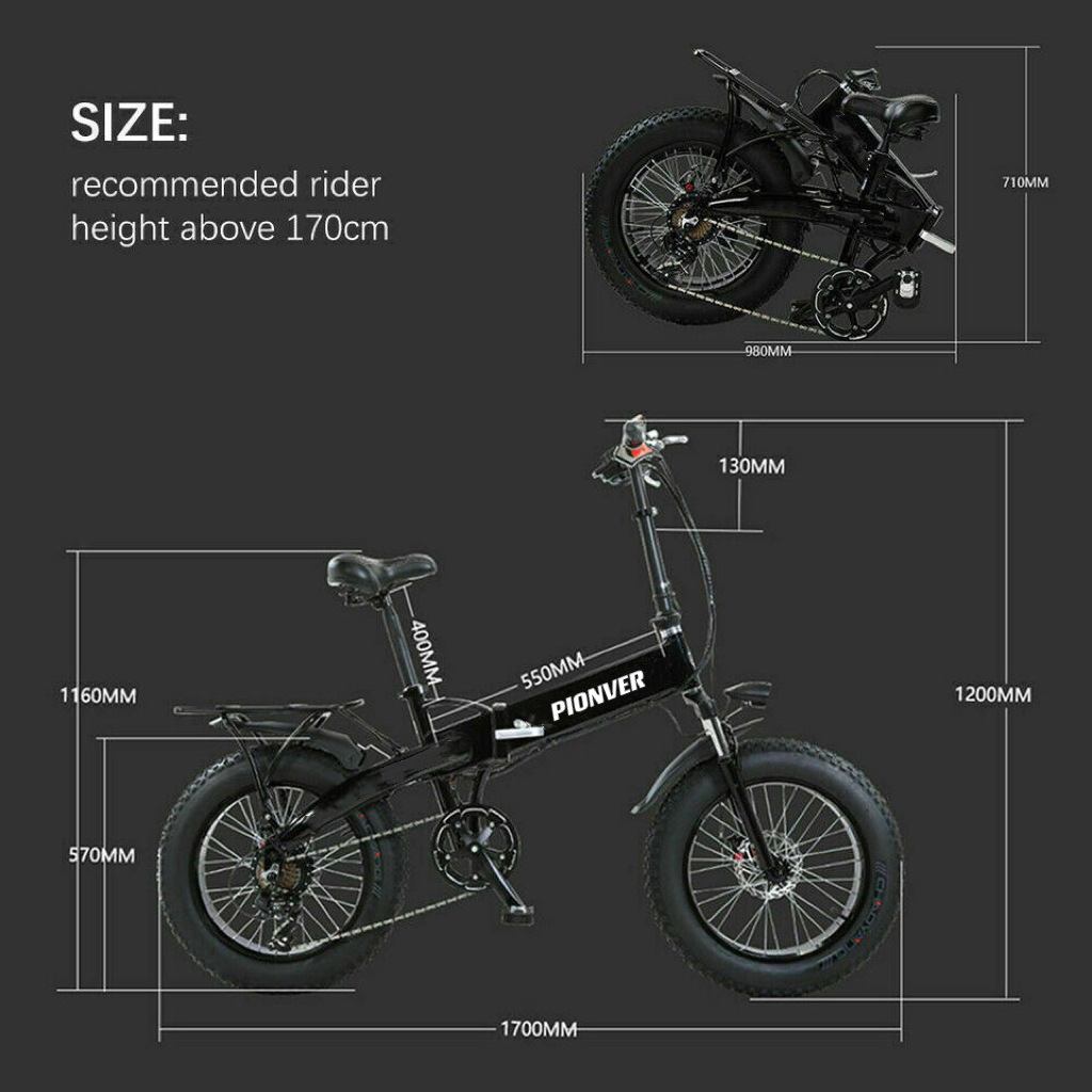 Pionver E-bike Electric Bike, 500W Motor 20″ Fat Tire p40 - 19