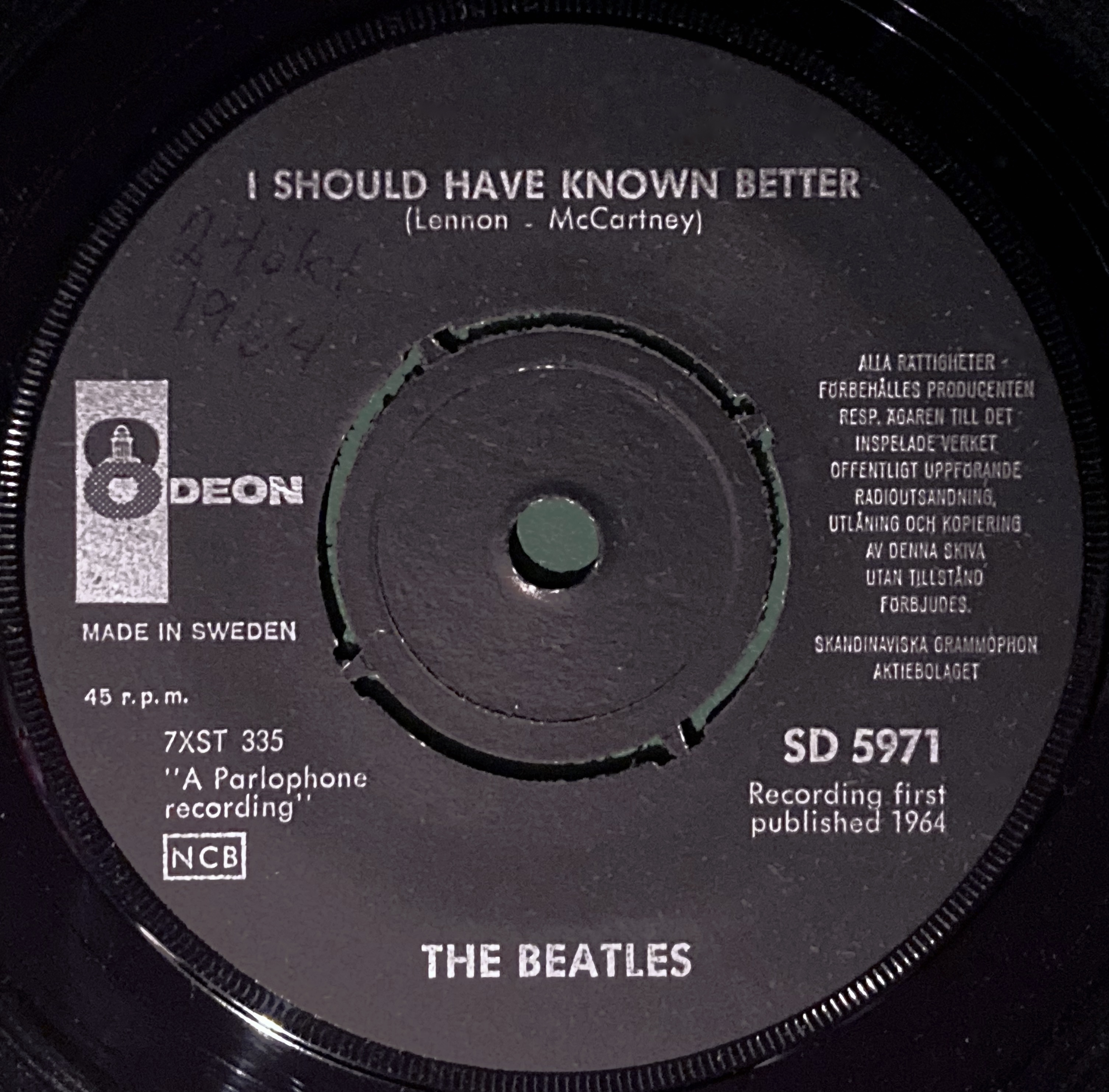 BEATLES - I should have known better 7" Orange Swe PS 1964 - 2