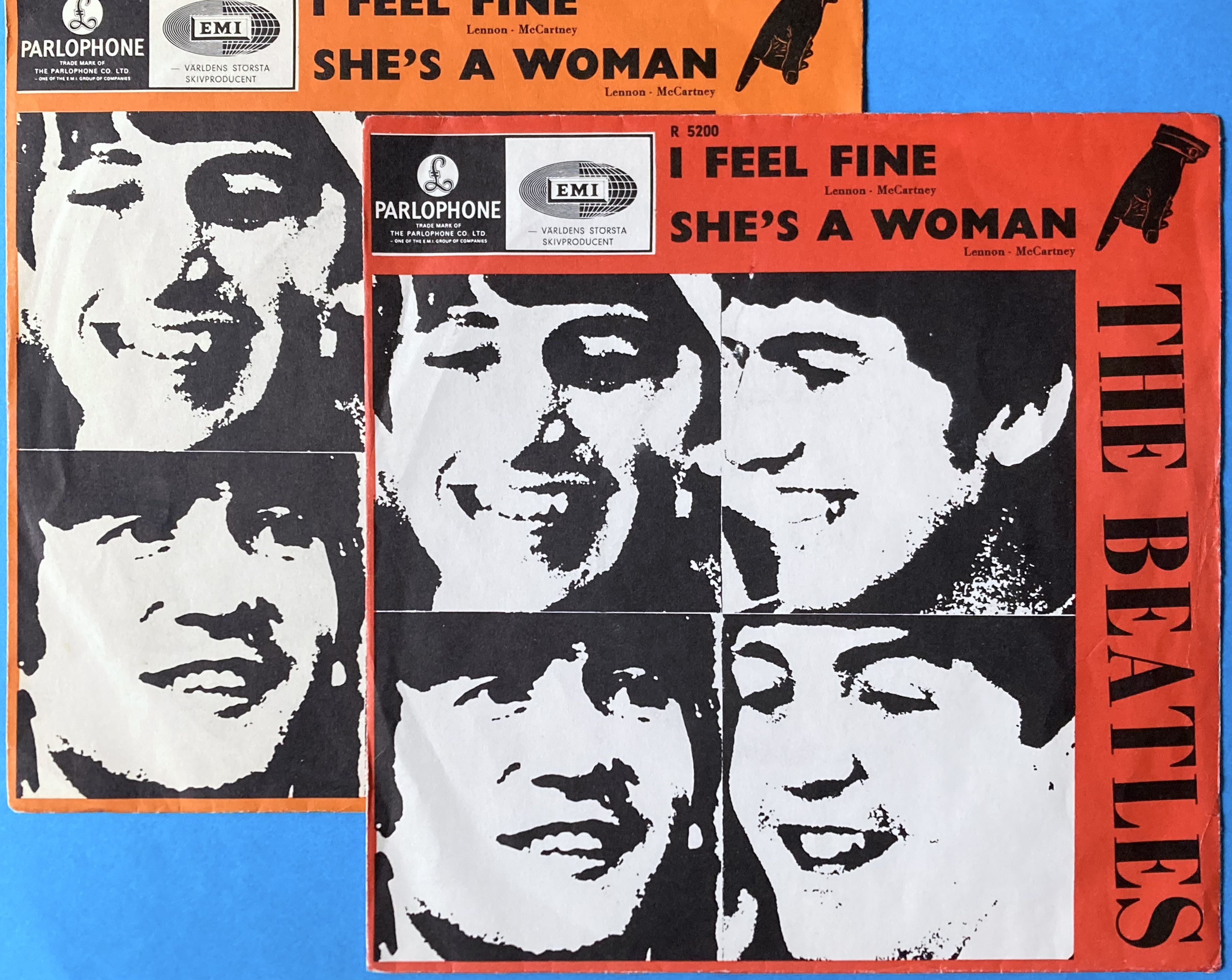 BEATLES - I feel fine 7" RÖD Swe PS 1964 - 5