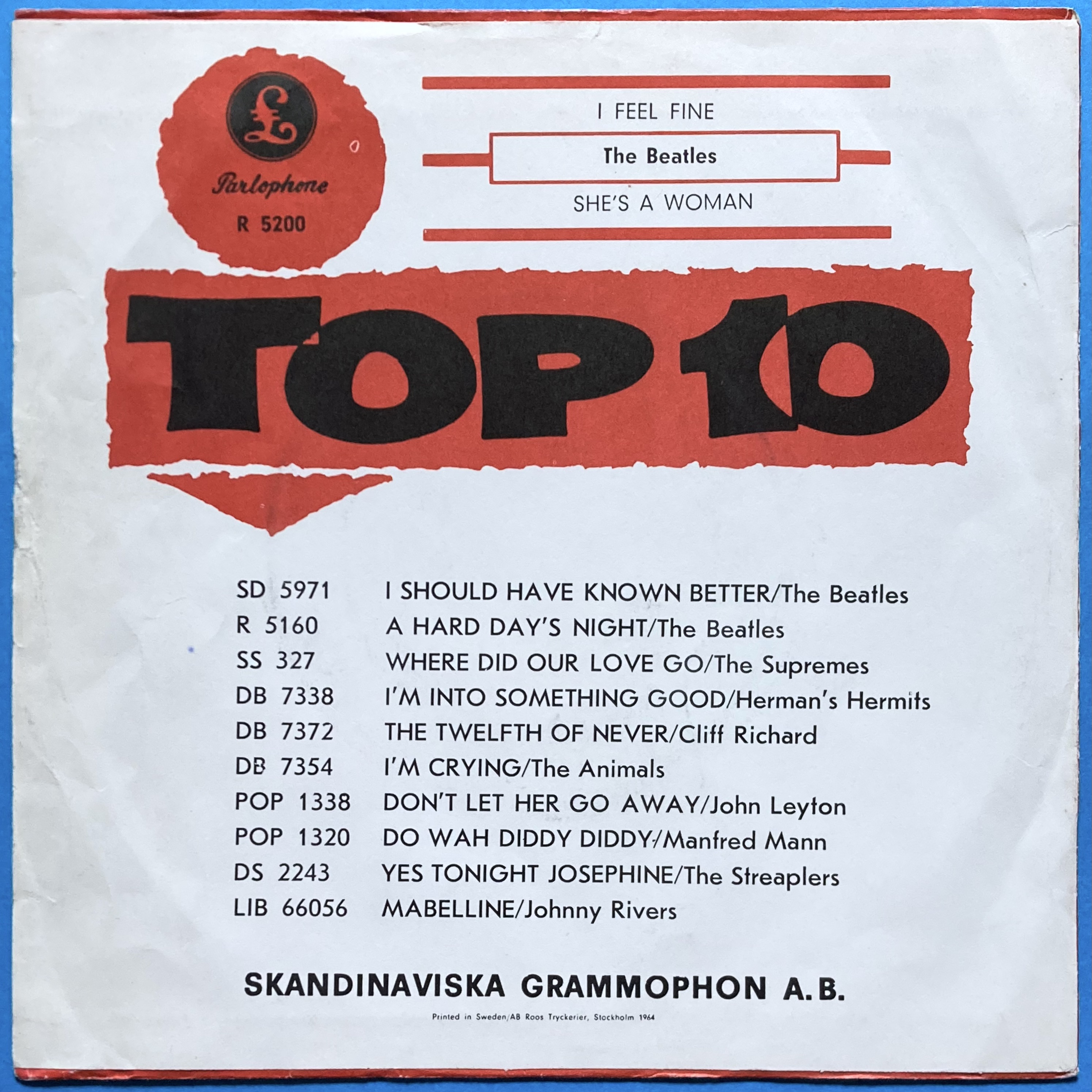 BEATLES - I feel fine 7" RÖD Swe PS 1964 - 2