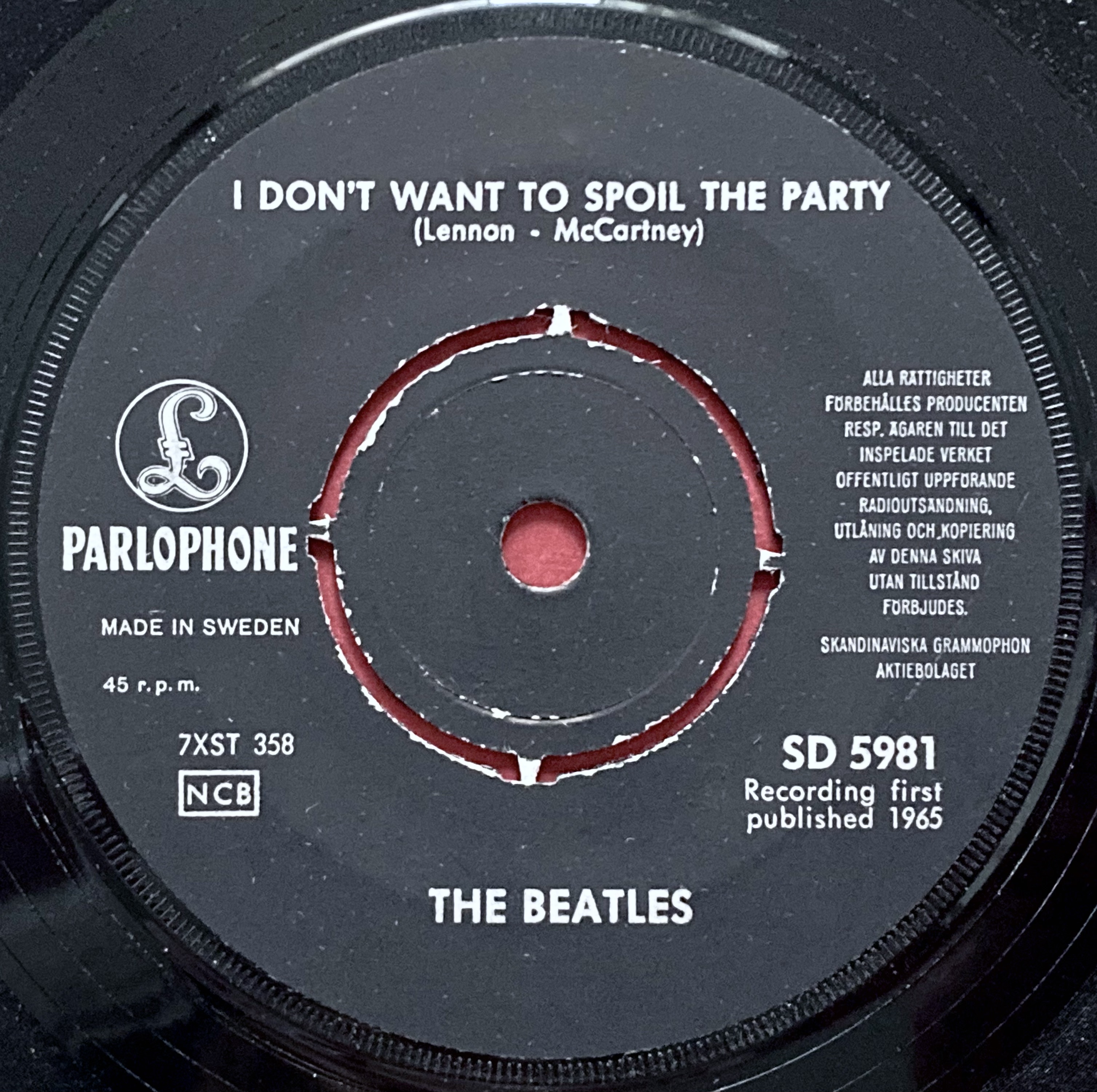 BEATLES - I´ll follow the sun Swe 7" 1965 - 4